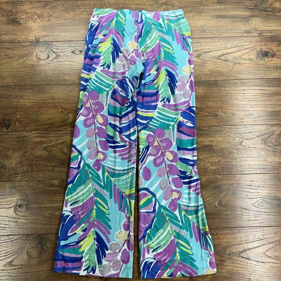 Lilly Pulitzer Womens Pull On Knit Pants XS Floral Multicolor Stretch Flare‎ Leg - Picture 5 of 8